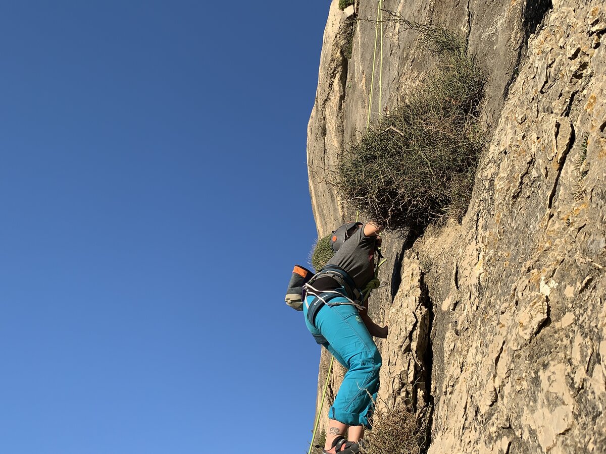 Rock climbing on a limestone crag